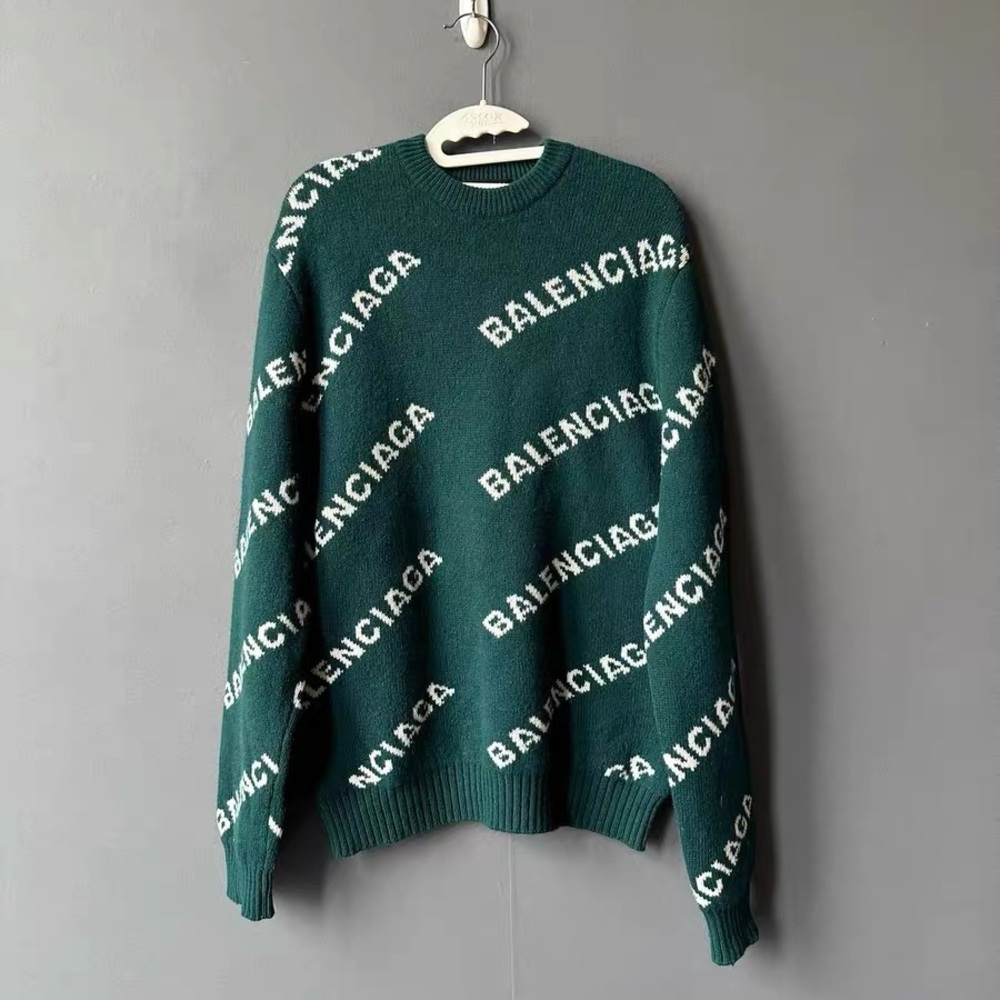 🚩steal Authentic Balenciaga Green Logo Sweater